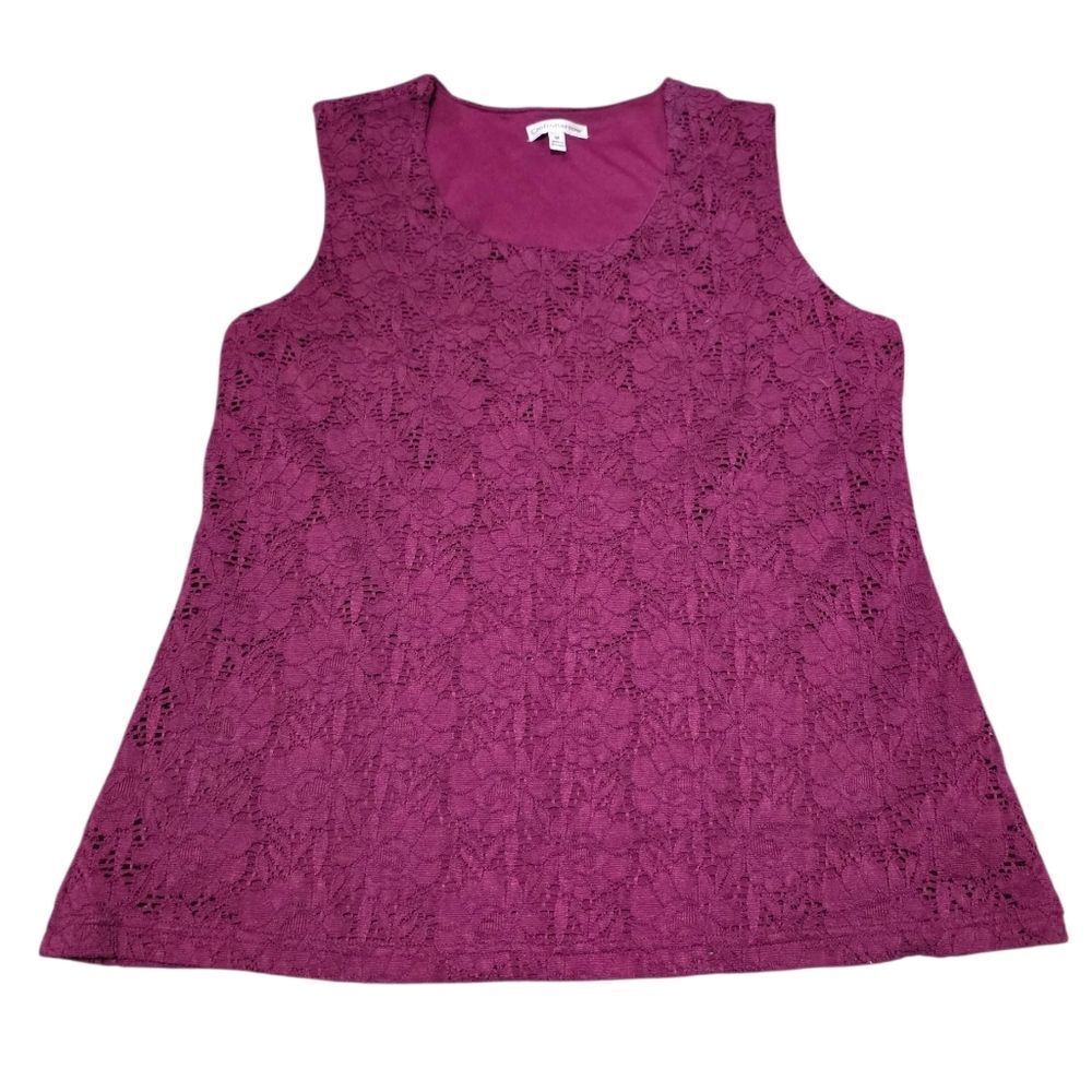 Croft & Barrow Women's Lace Sleeveless Top - Wine